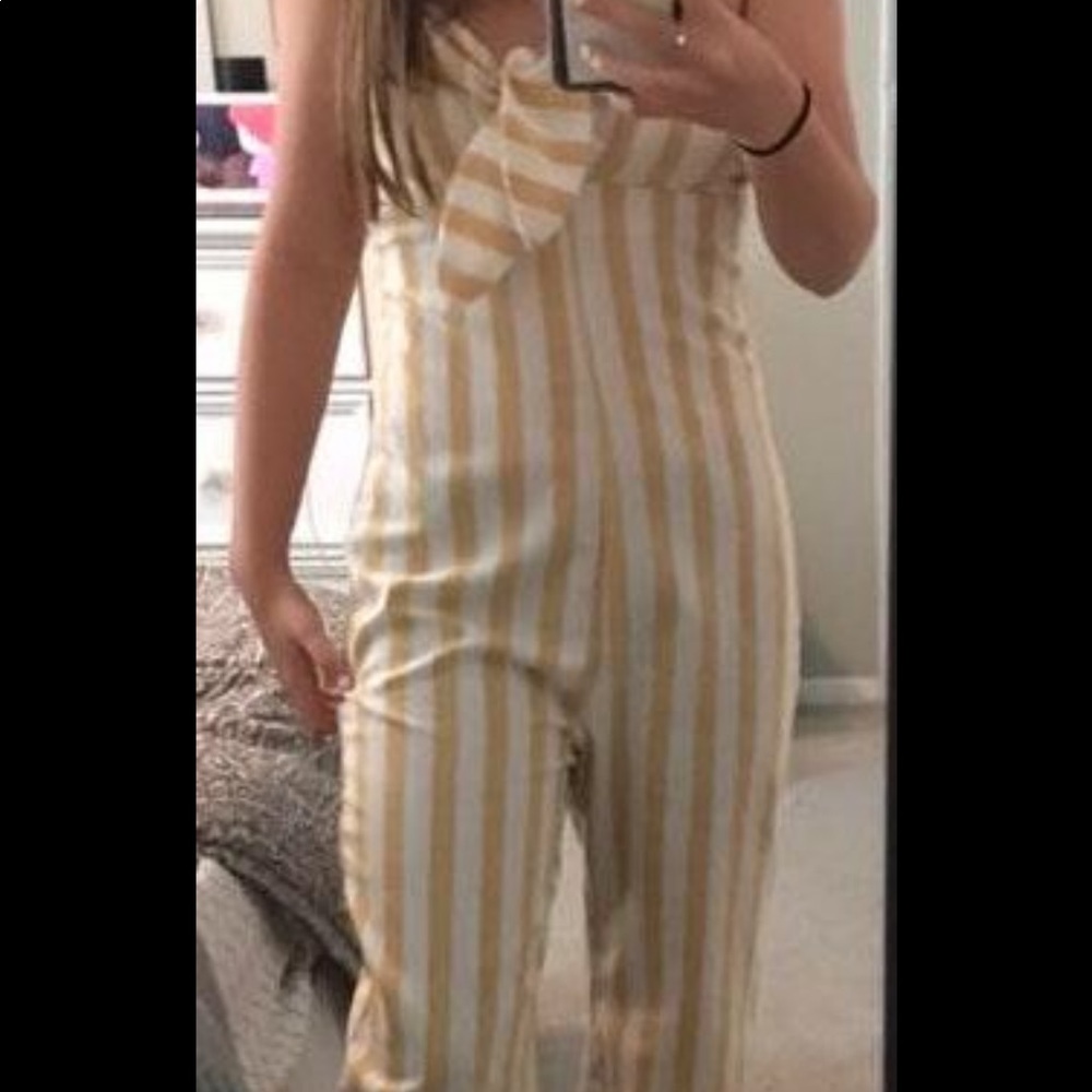 Yellow white jumpsuit